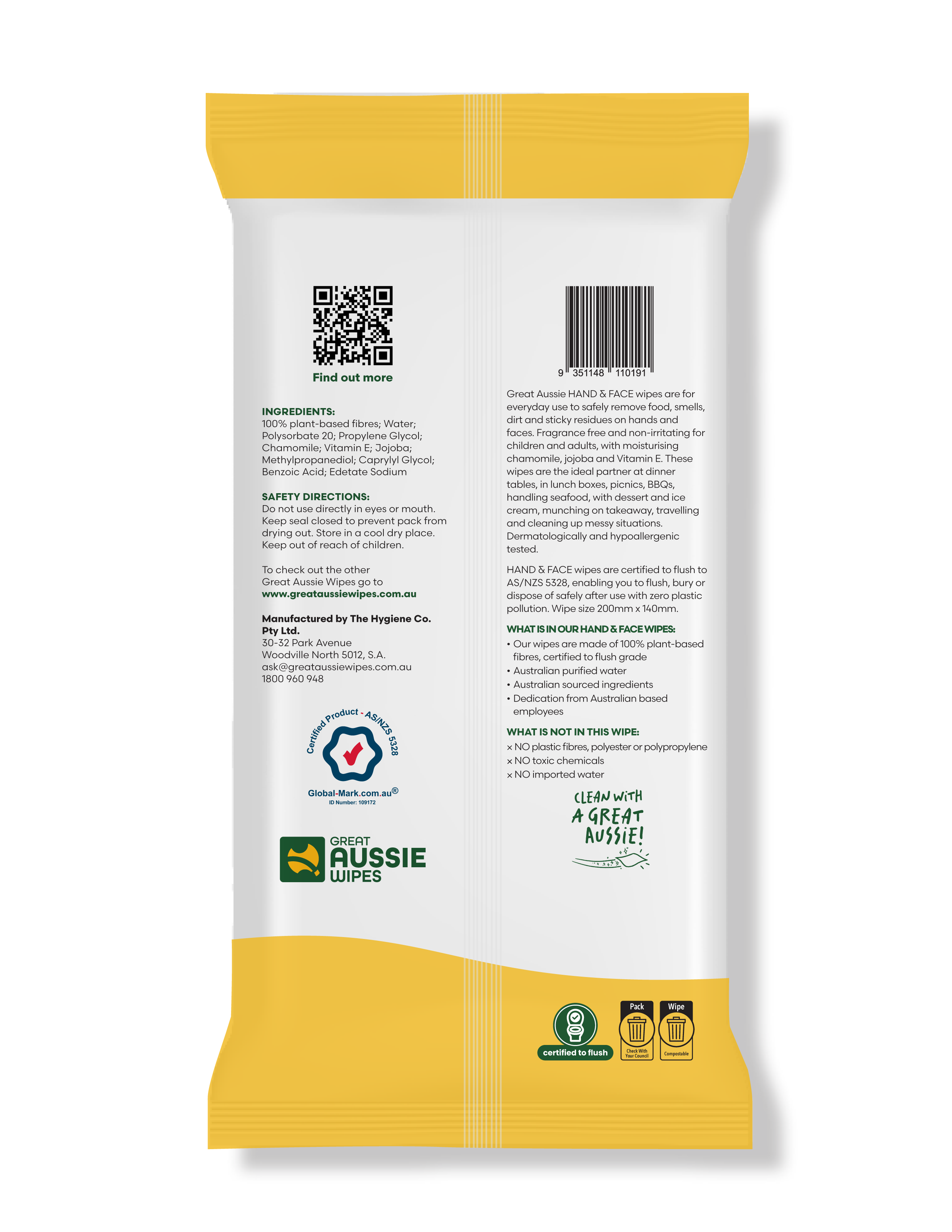 Hand & Face Wipes Hand and Face Wipe Back